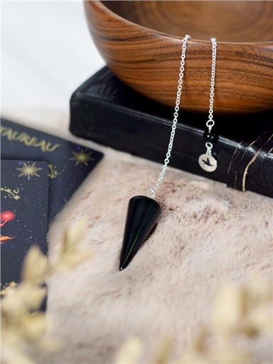 [3660341723944] Pendule Cône Lisse en Obsidienne noire