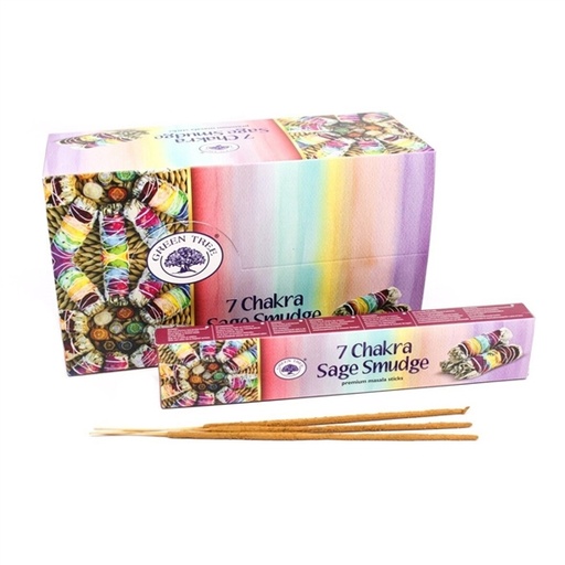 [8902276104869] Encens Bâton 7 Chakras Sauge Blanche 15 g