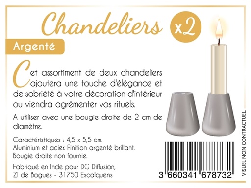 [3660341678732] Chandeliers Métal Mini - Argenté Brillant (assortiment de 2)