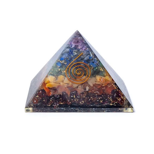 [8719172831566] Orgonite pyramide 7 chakra | ±5.5cm