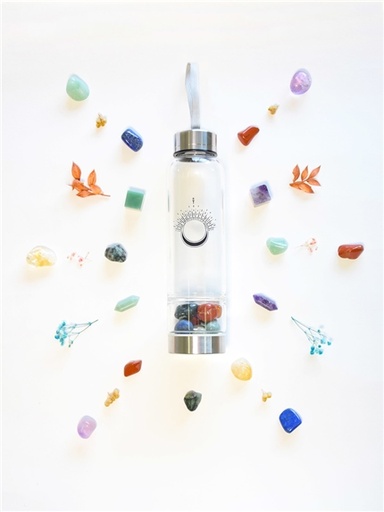 [3660341727225] Bouteille en verre Pierres Roulées 7 Chakras