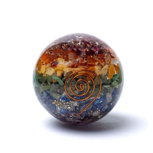 [8719172831597] Orgonite sphère 7 chakra | ±5.5cm