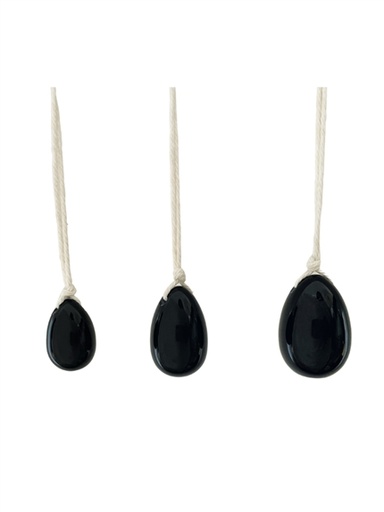 [3660341733882] Oeufs de Yoni en Obsidienne noire Assortiment de 3