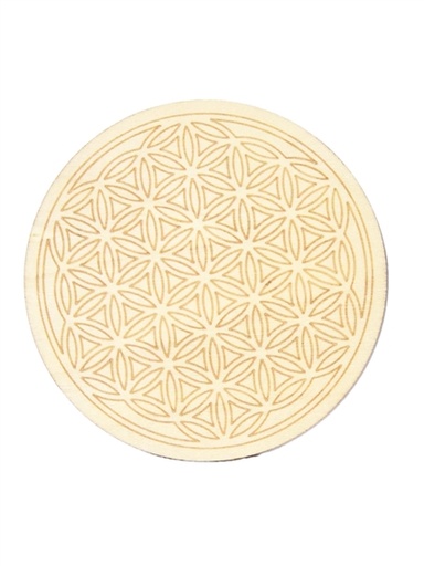 [3660341739211] Socle de rechargement en bois Fleur de Vie gravée 10 cm