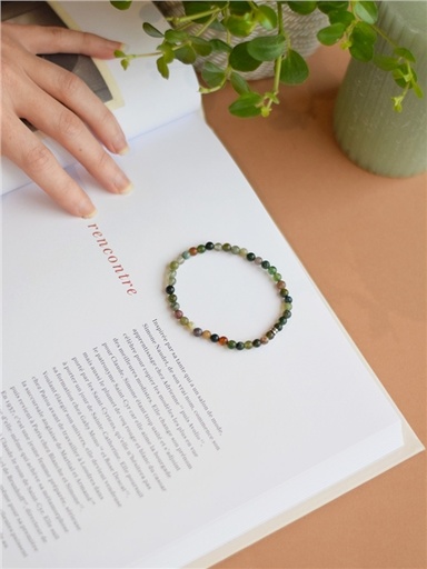 [3660341738870] Bracelet Agate Multicolore Perles rondes 4 mm