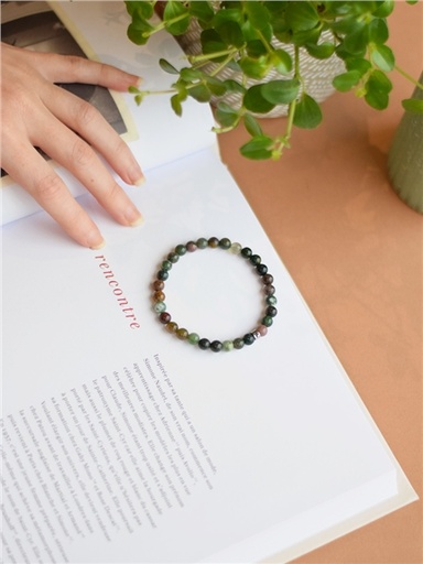 [3660341738887] Bracelet Agate Multicolore Perles rondes 6 mm