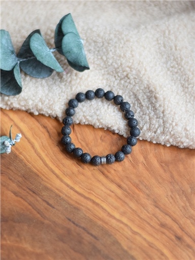 [3660341738955] Bracelet Pierre de lave Perles rondes 8 mm