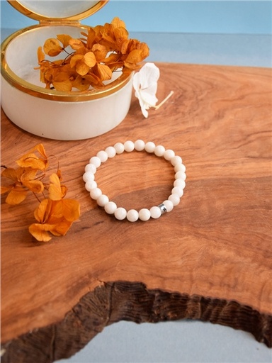 [3660341739136] Bracelet Pierre de lune Perles rondes 8 mm Poignet large
