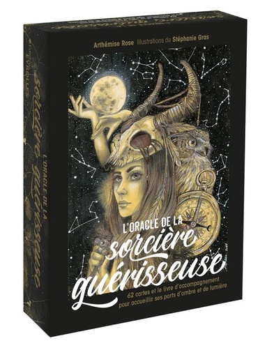 Couverture du livre L'oracle de la sorcière guérisseuse : 62 cartes et le livre d'accompagnement pour accueillir ses parts d'ombre et de lumière de Arthémise Rose