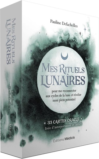 [9782853279482] Mes rituels lunaires - Pour me reconnecter aux cycles de la lune et révéler mon plein potentiel. 33 cartes oracle, livre d'interprétation et carnet