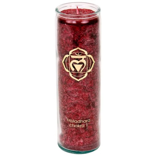 [8718657460017] Bougie parfumée 1° chakra stearine 100 heures | 21x6.5 cm