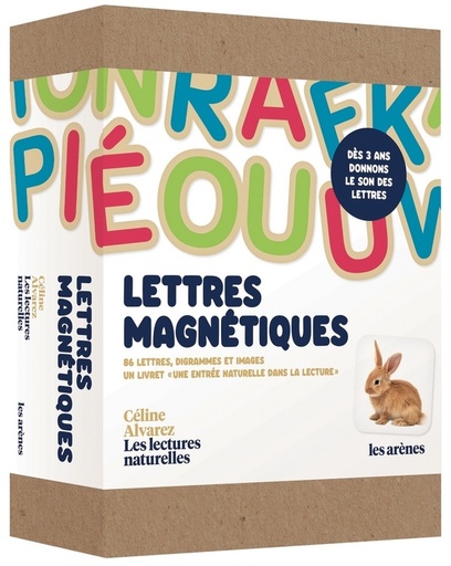 Coffret Lettres magnétiques - 86 lettres, diagrammes et images en bois aimantés et 1 livret "Une entrée naturellle dans la lecture"