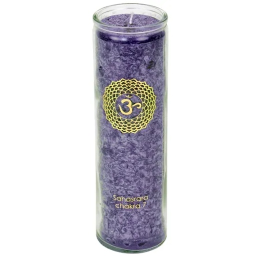 [8718657460079] Bougie parfumée 7°chakra stéarine 100 heures | 21x6.5 cm