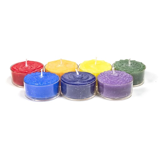 [8718657460291] SET 7 Bougies chauffe-plat parfumées des Chakra | 4x2 cm