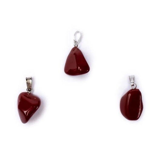 [8718657460536] Pendentif Jaspe rouge avec crochet | ±1-2.5cm