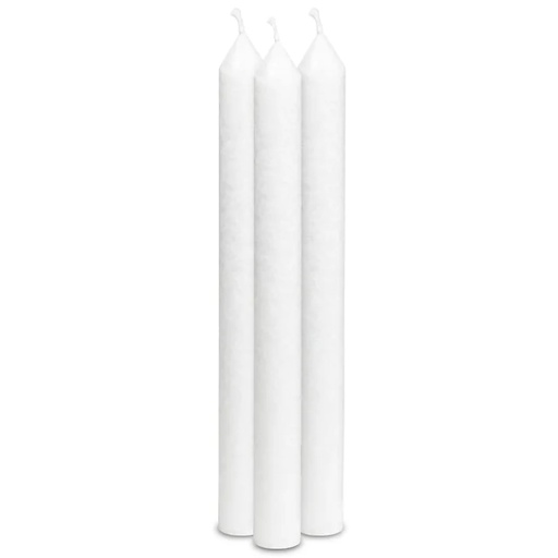 [8718657460550] Bougie de table non parfumée stéarine blanche | 21x2.2cm