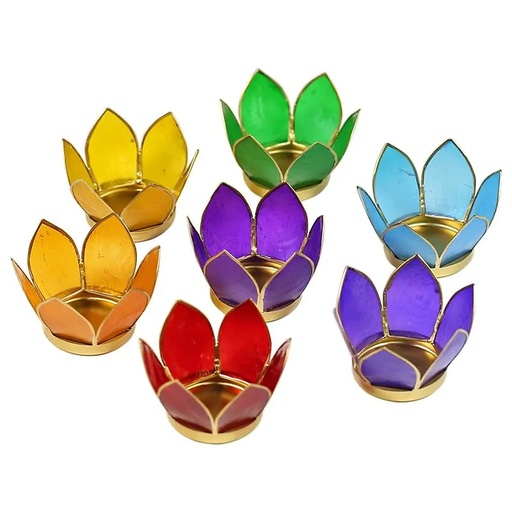 [8718657460574] Eclairage d’ambiance Lotus des chakra or | 8 cm