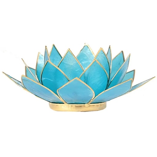[8718657460703] Eclairage  Lotus 5° Chakra bleu & or | 13.5 cm