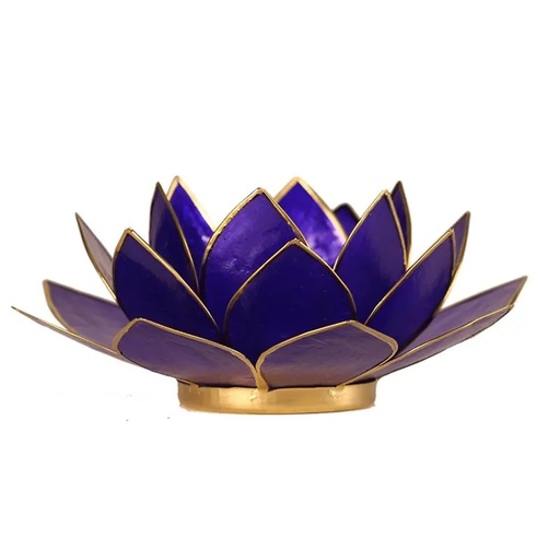 [8718657460710] Eclairage  Lotus 6° Chakra indigo & or | 13.5 cm