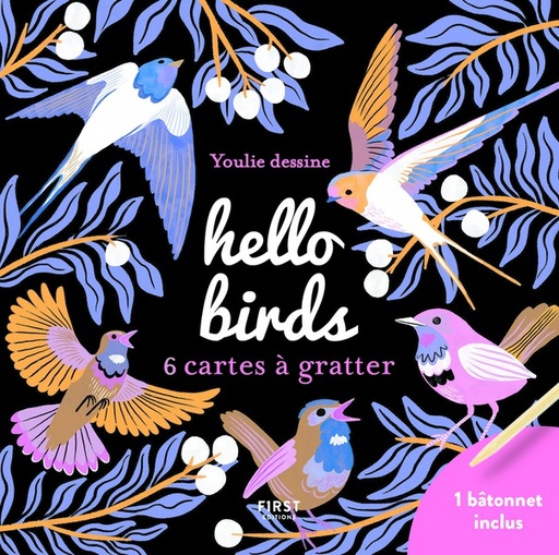 [9782412067604] Hello birds - 6 cartes à gratter et 1 bâtonnet inclus
