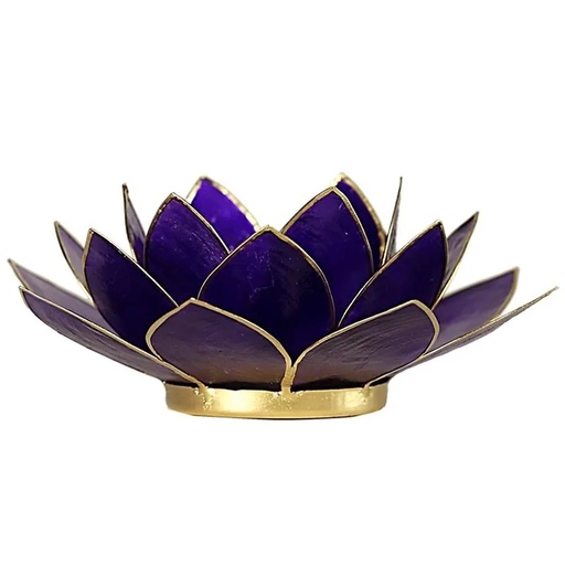 [8718657460727] Eclairage Lotus 7° Chakra violet & or | 13.5 cm