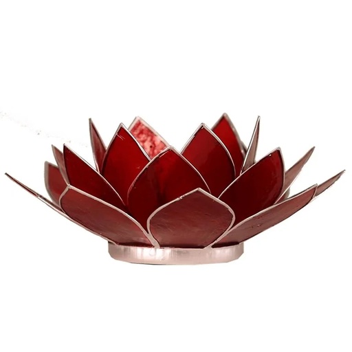 [8718657460734] Eclairage Lotus 1° chakra rouge/argent | 13.5 cm