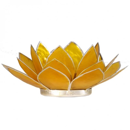 [8718657460758] Eclairage  Lotus 3° chakra jaune & argent | 13.5 cm