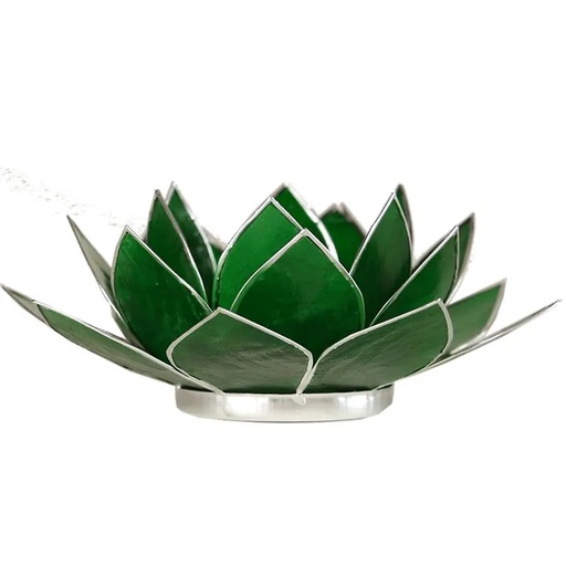 [8718657460765] Eclairage Lotus 4° Chakra vert & argent | 13.5 cm