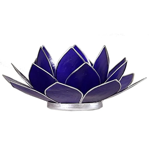 [8718657460789] Eclairage  Lotus 6° chakra indigo argent | 13.5 cm