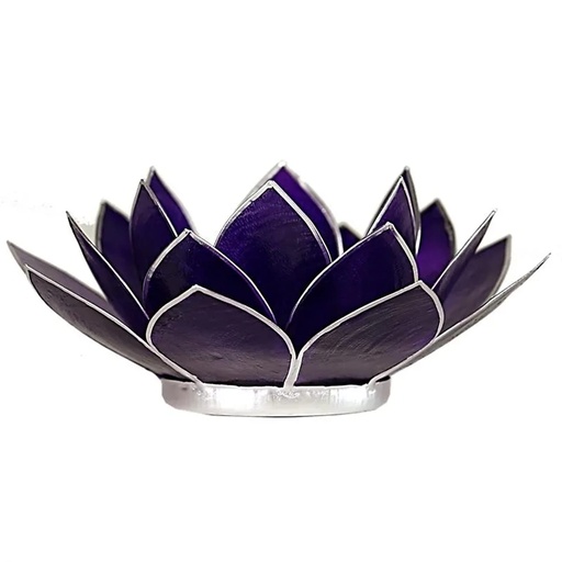 [8718657460796] Eclairage Lotus 7° chakra violet &argent | 13.5 cm