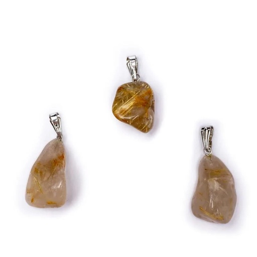[8718657460918] Pendentif Quartz rutile avec crochet | ±2-3cm