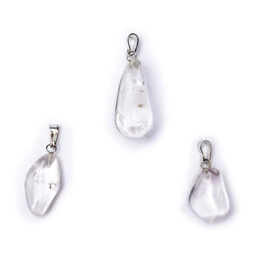 [8718657461410] Broche pendentif Cristal de roche percé | ±1-2.5cm