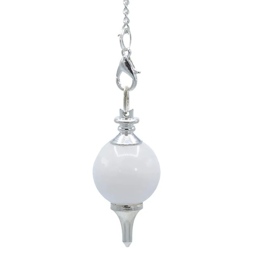 [8718657461496] Pendule Agathe blanche polie + métal | 12 g; 3.5x1.7 cm