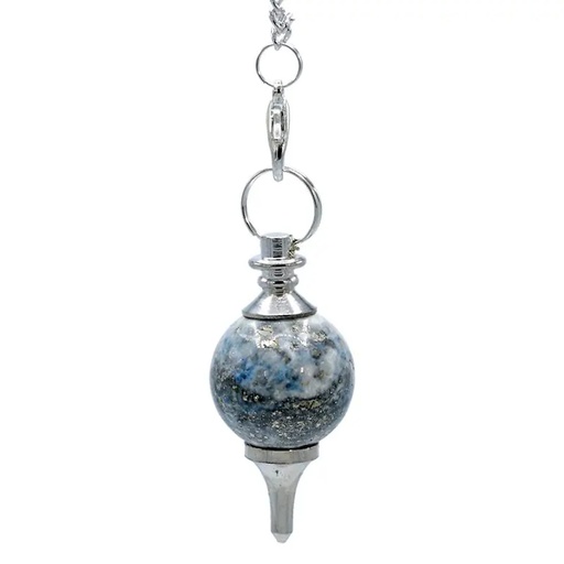 [8718657461502] Pendule Lapis lazuli poli et métal | 12 g; 3.5x1.7 cm