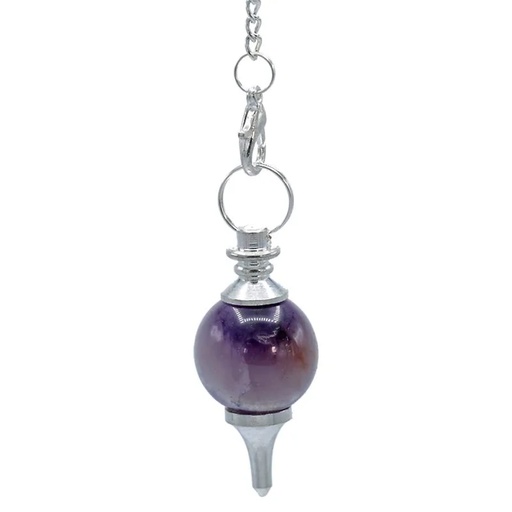 [8718657461526] Pendule Améthyste polie et métal | 12 g; 3.5x1.7 cm