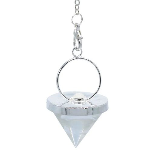 [8718657461618] Pendule cristal de roche cône + Pierre de lune | 3.2 cm