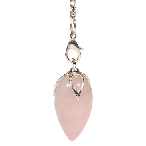 [8718657461649] Pendule lotus Quartz rose en pointe | 2.5-3 cm