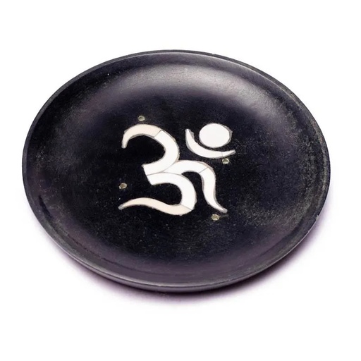 [8718657461656] Brûle encens OM blanc pierre Ollaire noire | 10 cm