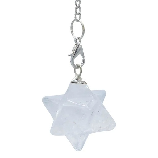[8718657461694] Pendule Cristal de Roche Merkaba 7 Chakra | 3 cm