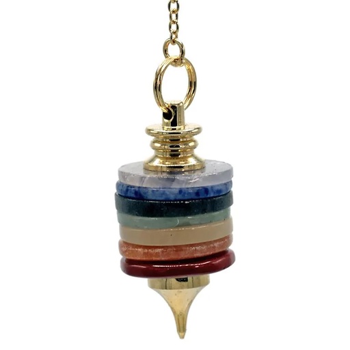 [8718657461885] Pendule pierres dures couleurs 7 Chakra L | 16 g; 4x1.8 cm