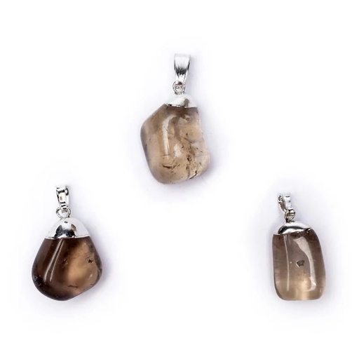 [8718657462028] Pendentif Quartz fumé monture en métal | ±2-3 cm