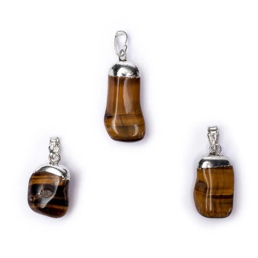 [8718657462059] Pendentif Oeil de tigre monture en métal | ±2-3 cm