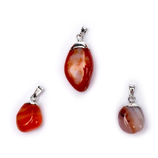 [8718657462066] Pendentif Agate rouge monture en métal | ±1-2.5 cm