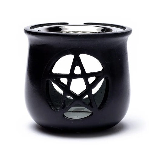 [8718657462493] Brûle encens Pentacle en pierre à savon noir | 8.5x9 cm