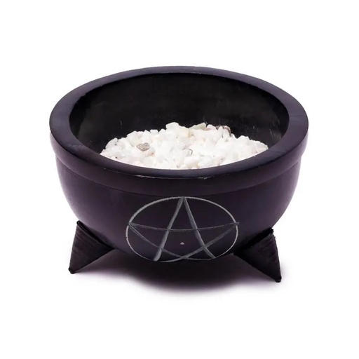 [8718657462608] Bol d'encens Pentacle pierre à savon+pierres | 10x6cm