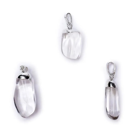 [8718657462639] Pendentif Cristal de roche monture en métal | ±2-3 cm