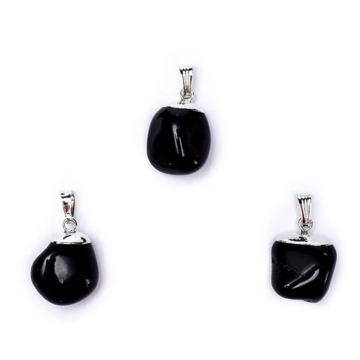 [8718657462646] Pendentif Onyx noire monture en métal | ±1-2.5 cm