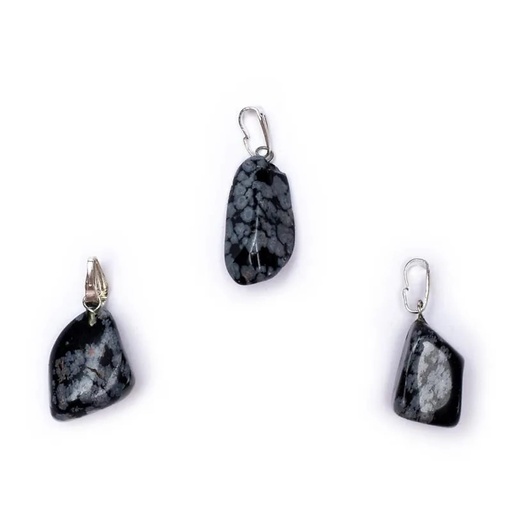 [8718657462769] Pendentif Obsidienne flocon de neige avec crochet | ±1-2.5 cm