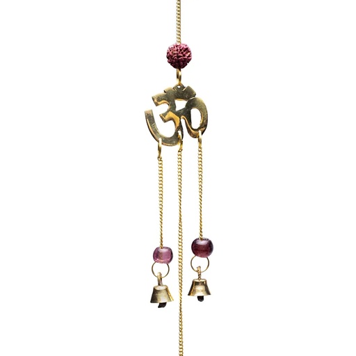 [8718657462868] Clochettes décoratives avec Rudraksha symbole OM | 50 cm
