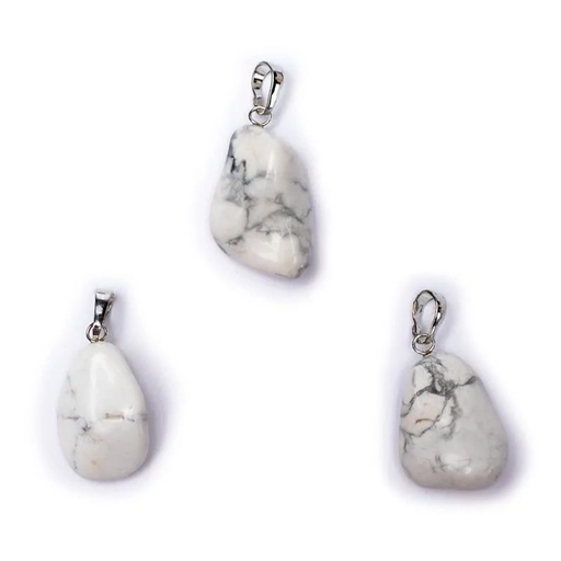 [8718657462875] Pendentif Howlite blanc avec crochet | ±2-3cm